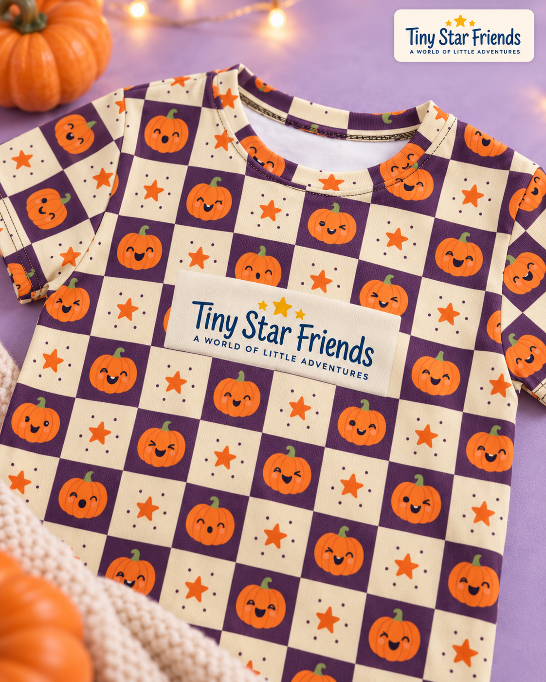 Happy Pumpkins Halloween Kids All-Over Print T-Shirt | Tiny Star Friends™