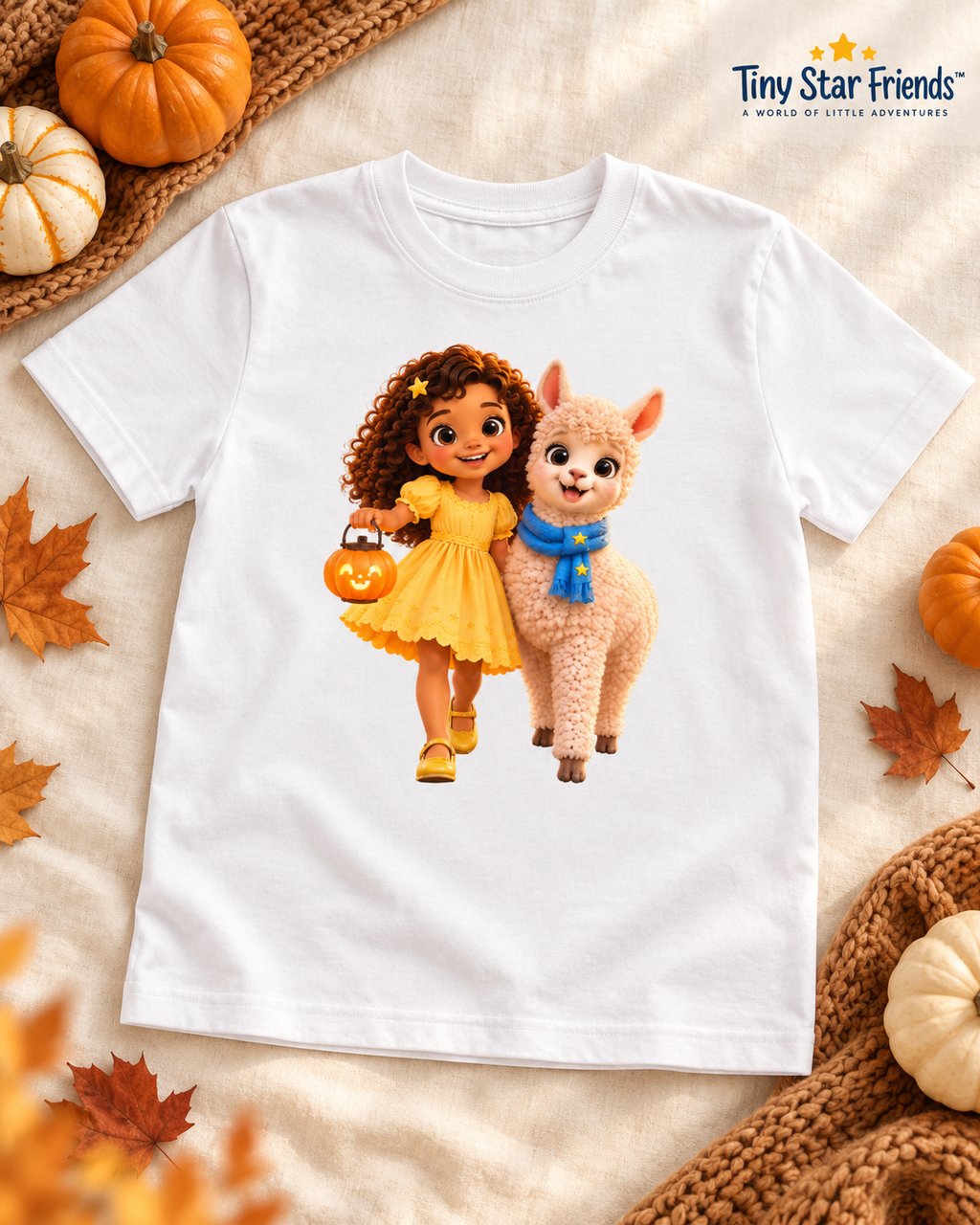 Lumi & Lala Pompoenwandeling kindershirt van biologisch katoen | Tiny Star Friends™