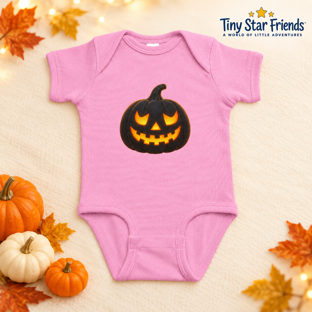 Halloween babyromper met zwarte pompoen | Tiny Star Friends™