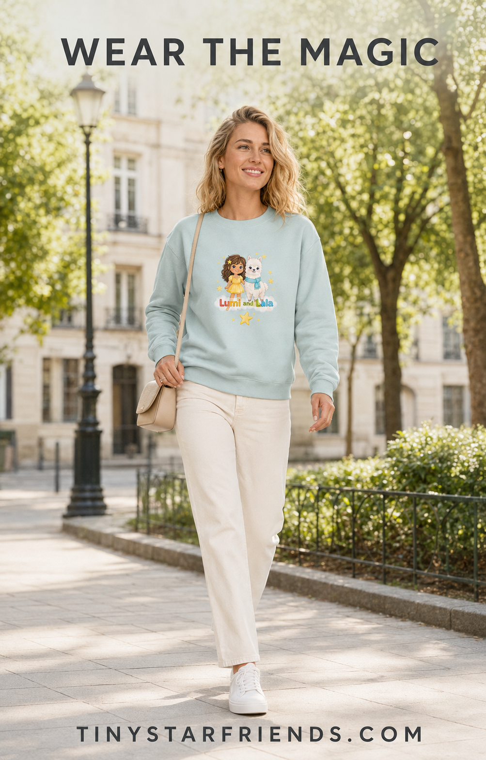 Samen Stralen premium unisex sweater met Lumi & Lala | Tiny Star Friends™