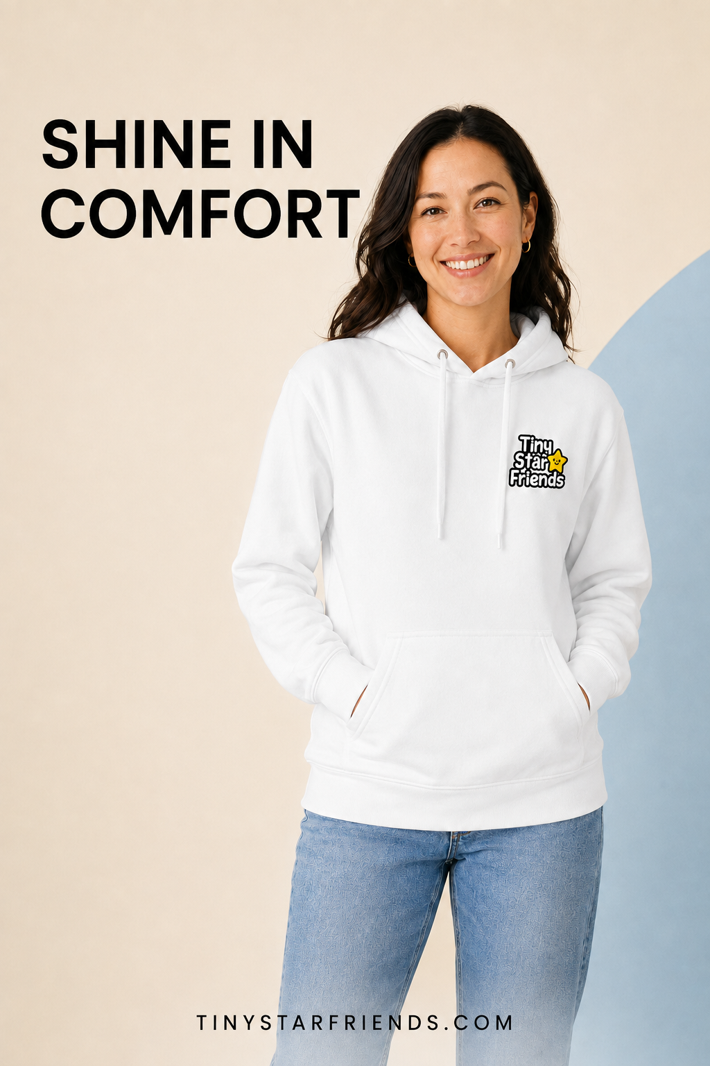 Premium unisex hoodie met sterrenlogo | Tiny Star Friends™