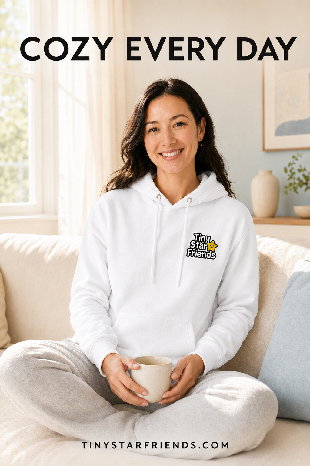 Premium unisex hoodie met sterrenlogo | Tiny Star Friends™