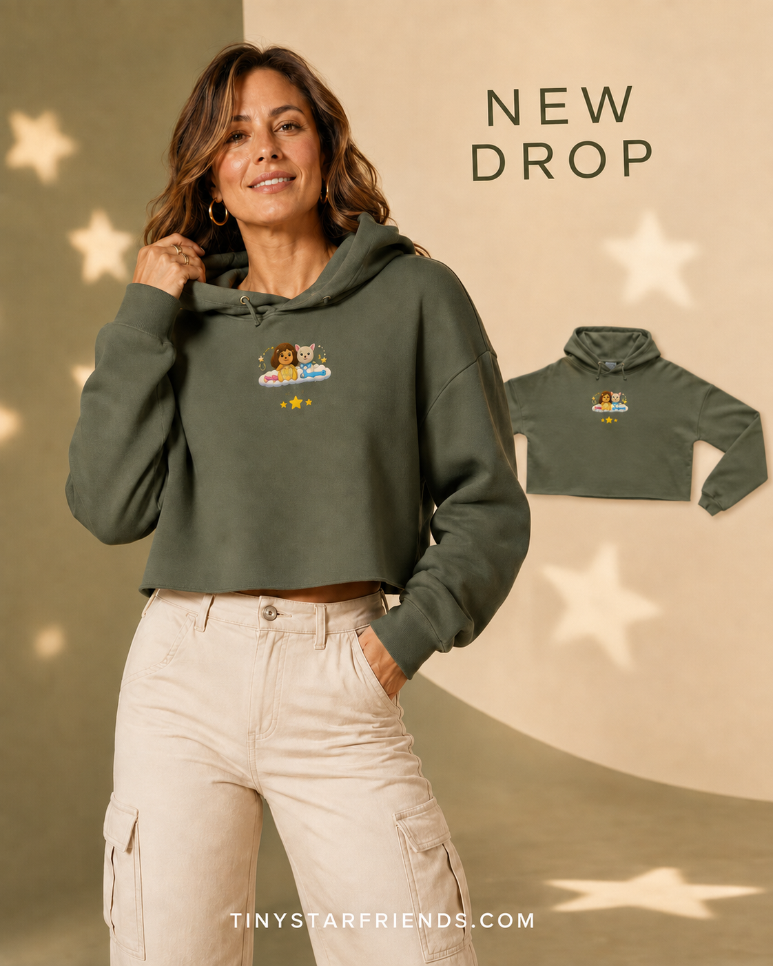 Samen Stralen korte hoodie voor dames | Tiny Star Friends™
