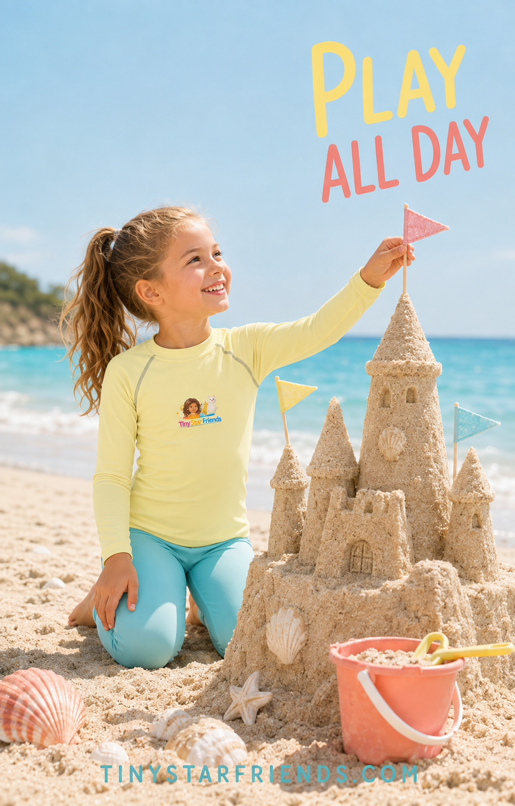 Zonnige Avonturen zwemshirt voor kinderen met Lumi & Lala | Tiny Star Friends™