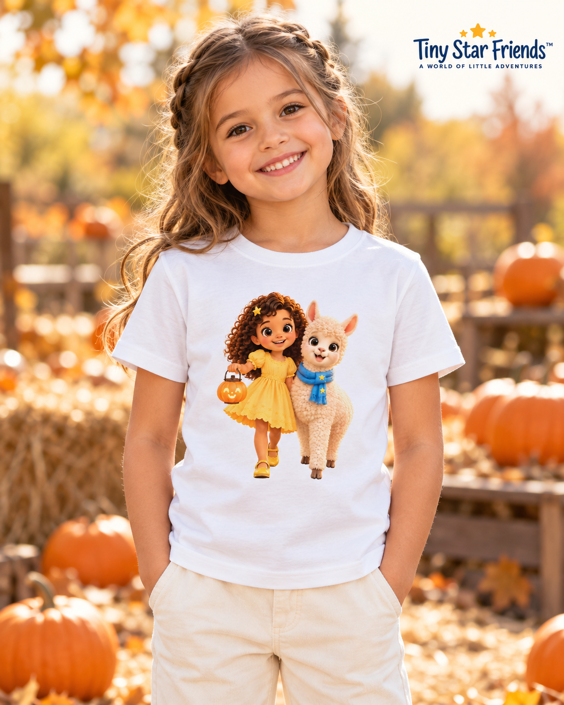 Lumi & Lala Pompoenwandeling kindershirt van biologisch katoen | Tiny Star Friends™
