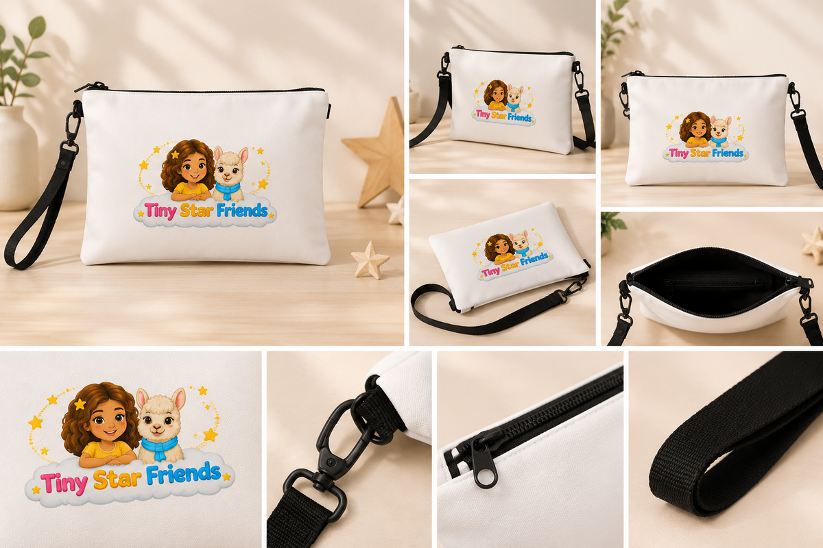 Witte schoudertas met sterren en Lumi & Lala | Tiny Star Friends™