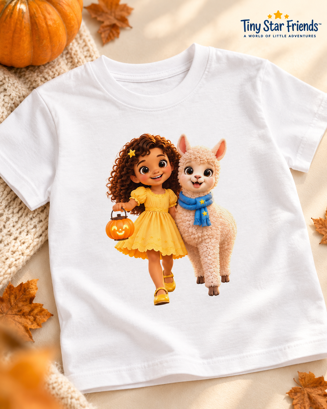 Lumi & Lala Pompoenwandeling kindershirt van biologisch katoen | Tiny Star Friends™