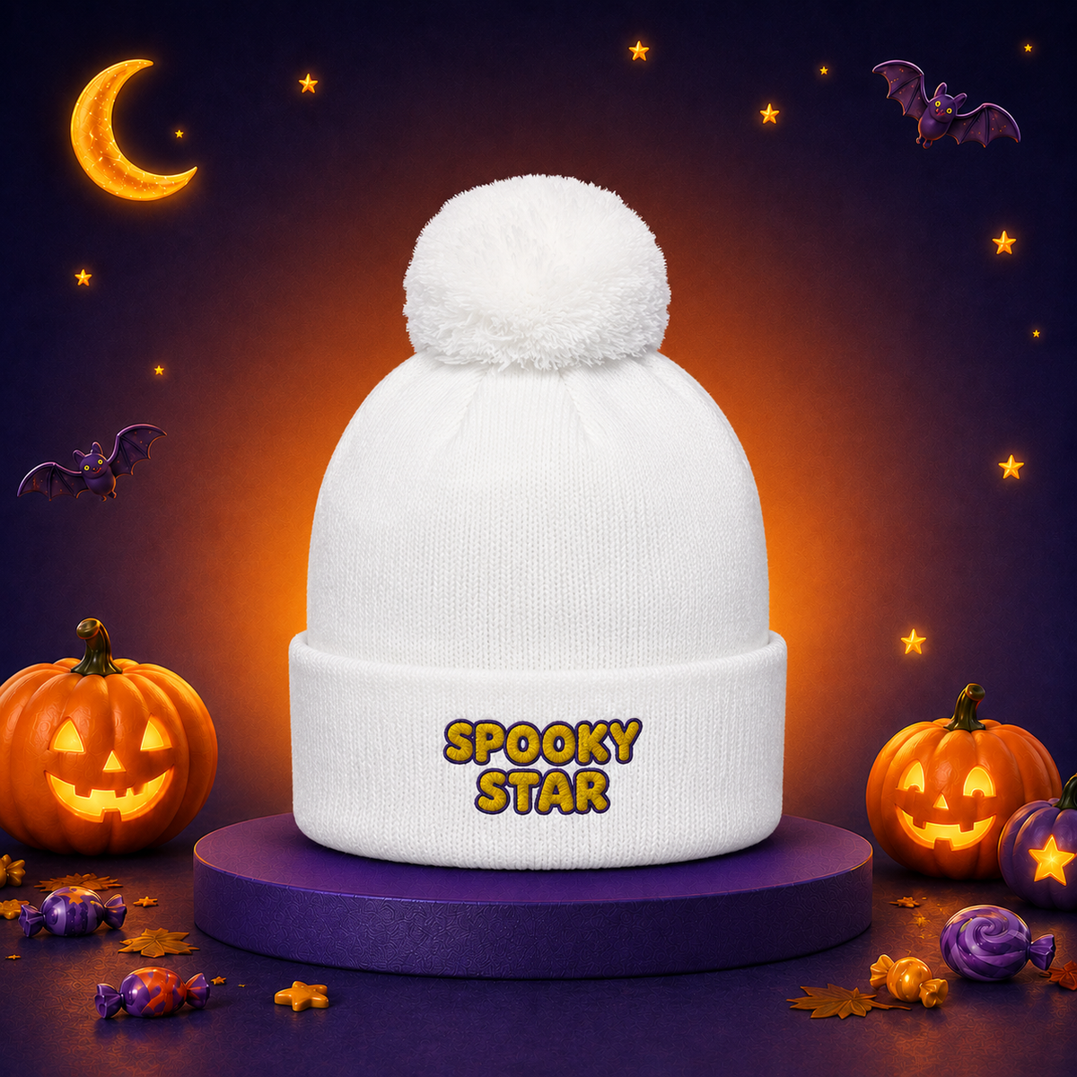SPOOKY STAR geborduurde pomponmuts, Halloween 2026 | Tiny Star Friends™