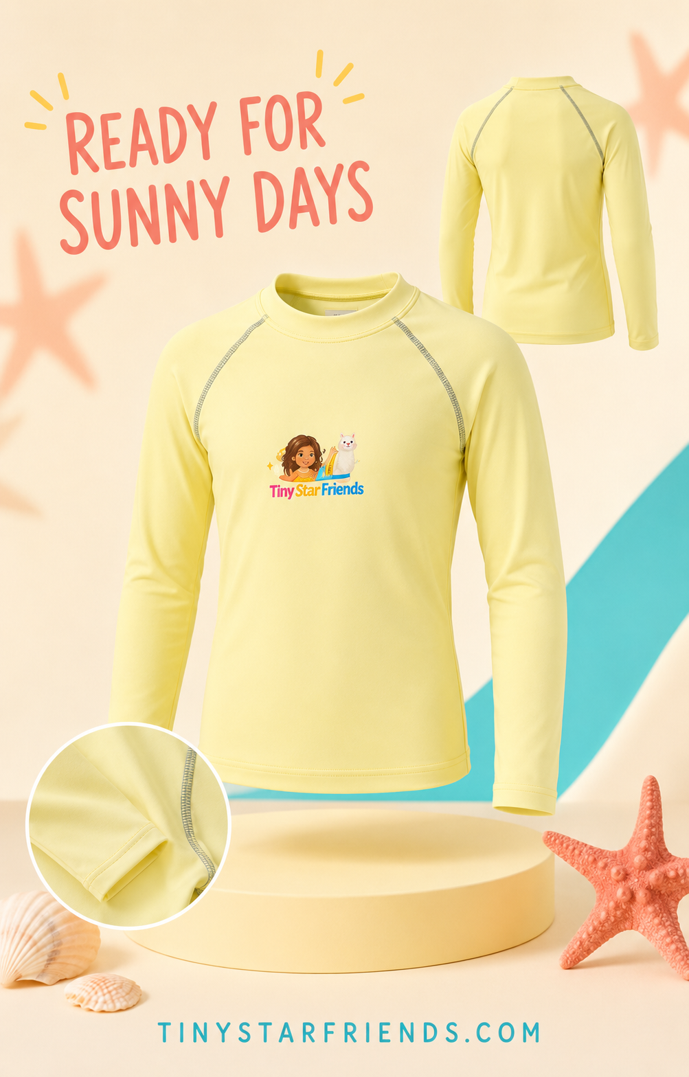 Zonnige Avonturen zwemshirt voor kinderen met Lumi & Lala | Tiny Star Friends™