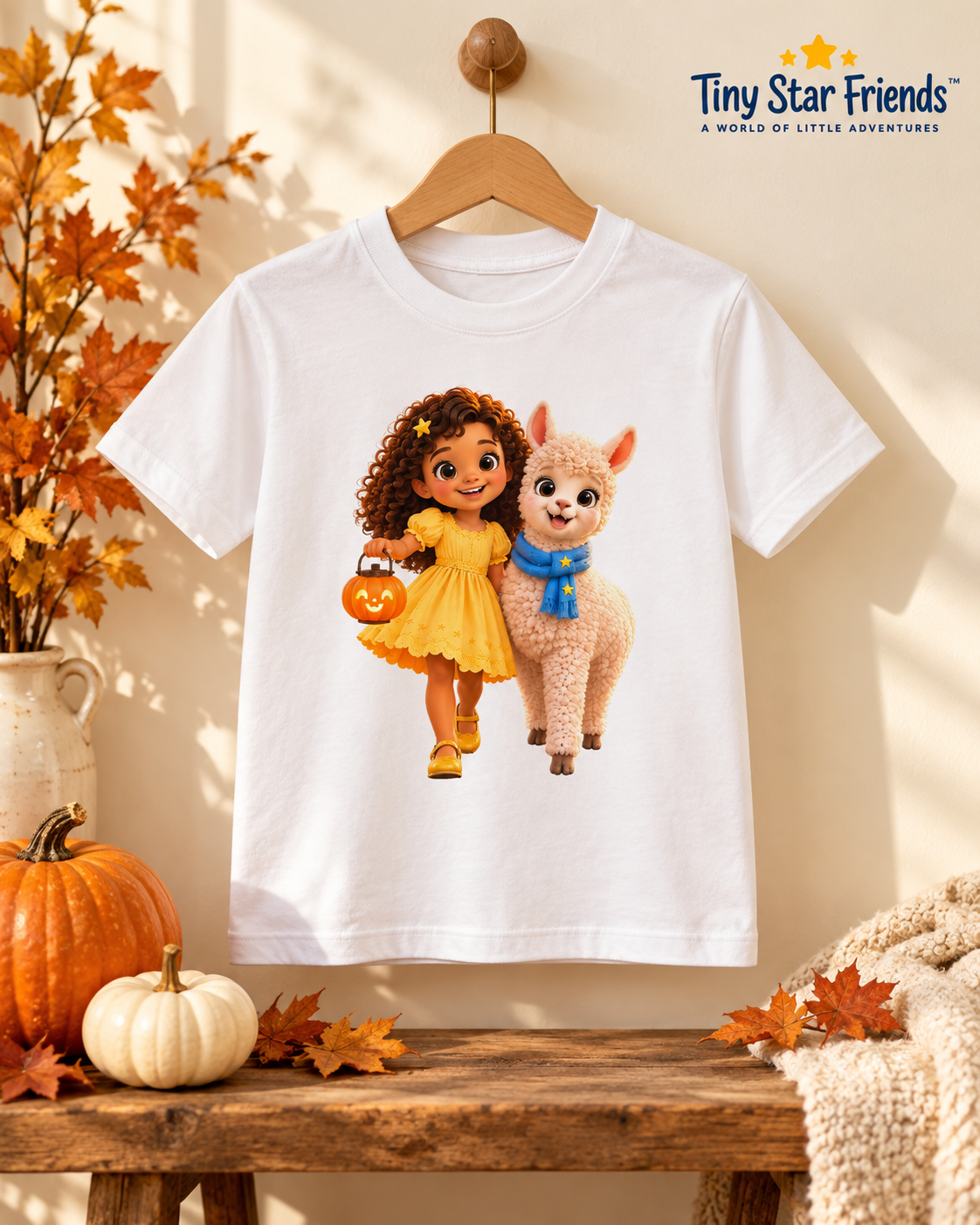 Lumi & Lala Pompoenwandeling kindershirt van biologisch katoen | Tiny Star Friends™