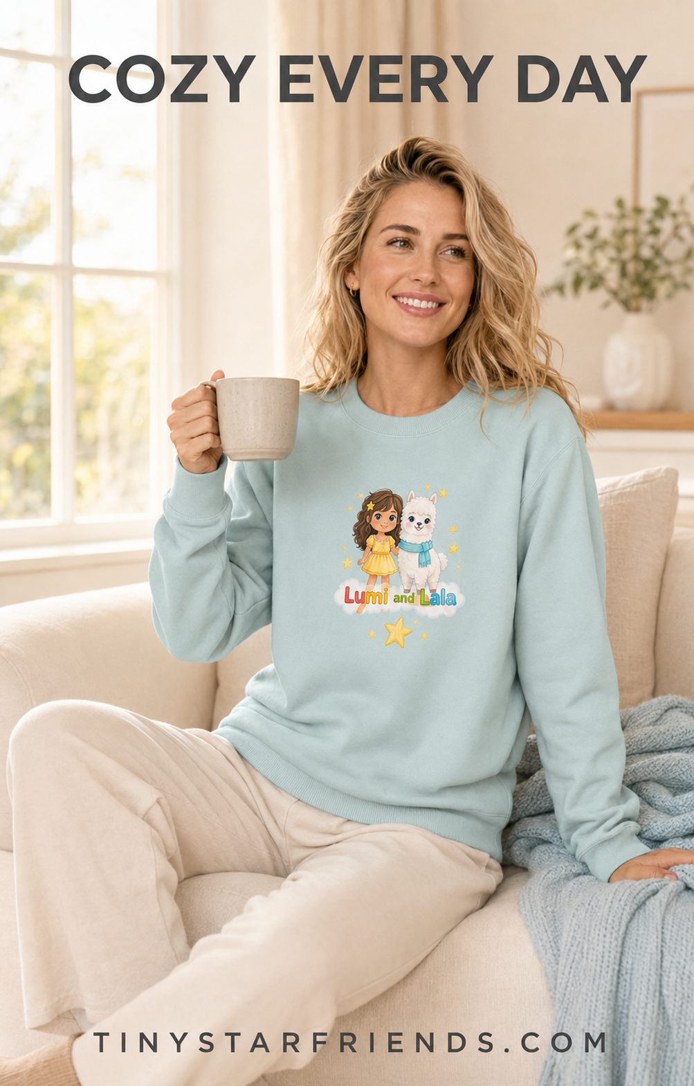 Samen Stralen premium unisex sweater met Lumi & Lala | Tiny Star Friends™