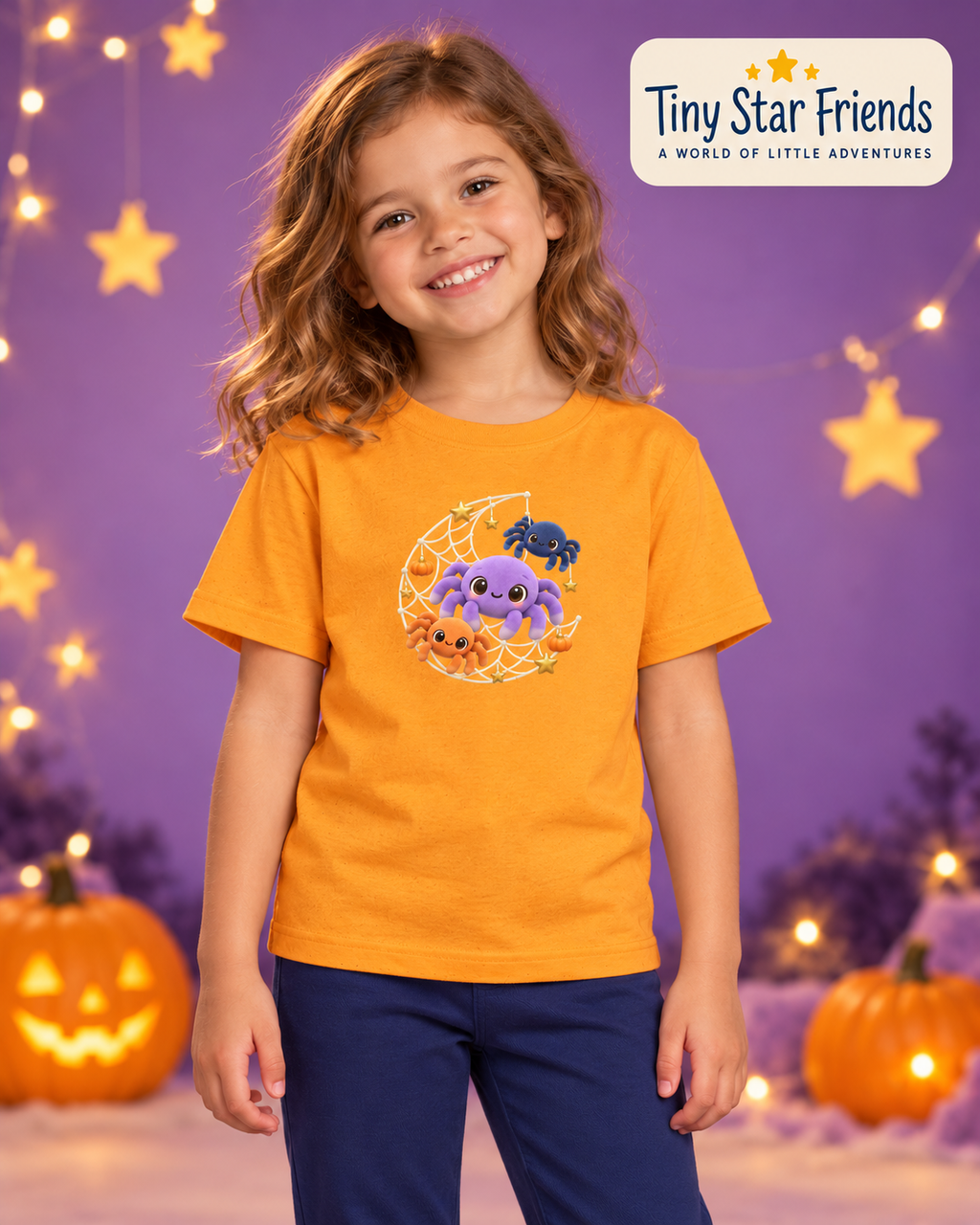 Vrolijke spinnetjes Halloween T-shirt voor kinderen | Tiny Star Friends™